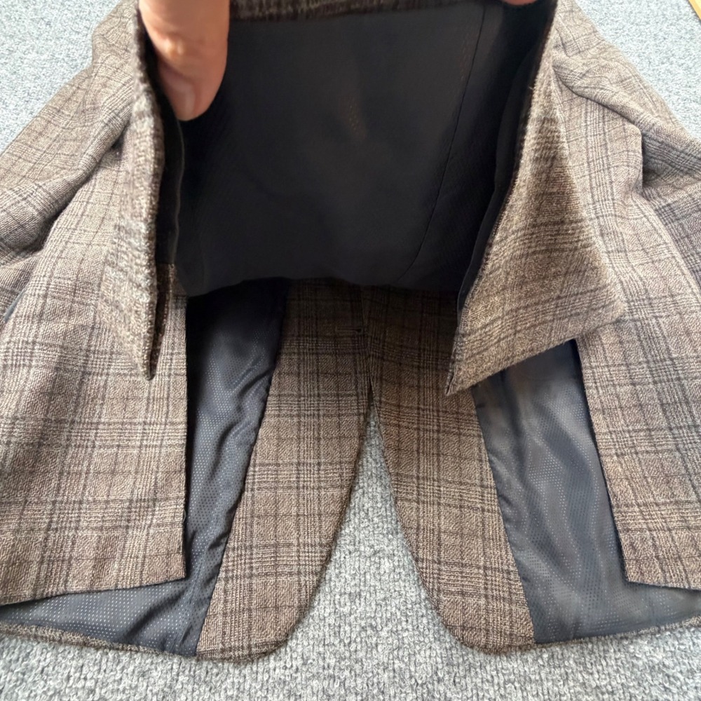 Michael Kors 100% Wool Brown Plaid Blazer Jacket 41R Dual Vent Sport Coat - Picture 14 of 16